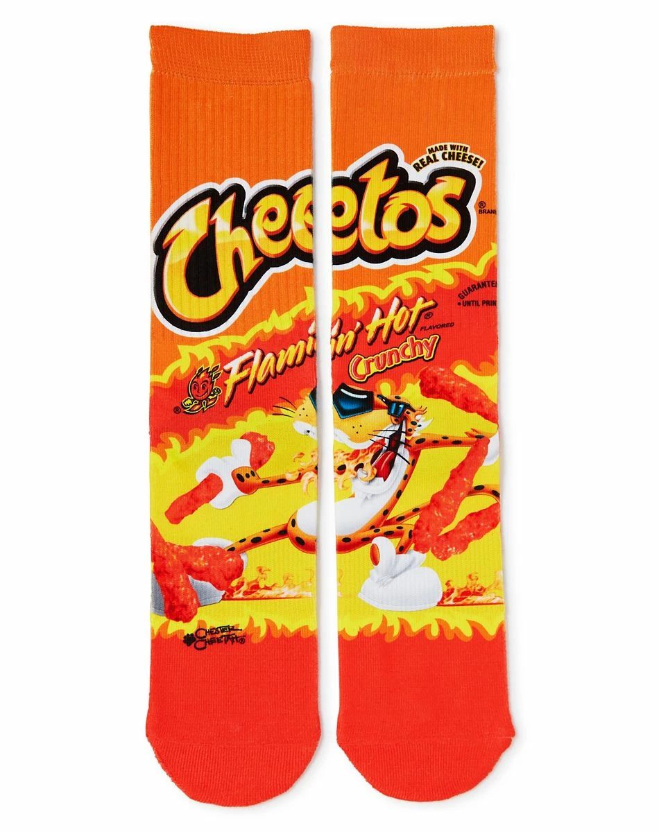 Spirit Halloween Flamin' Hot Cheetos Crew Socks 1 Spirit Halloween Flamin' Hot Cheetos Crew Socks