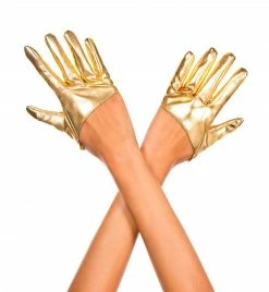 Spirit Halloween Metallic Gold Cropped Gloves