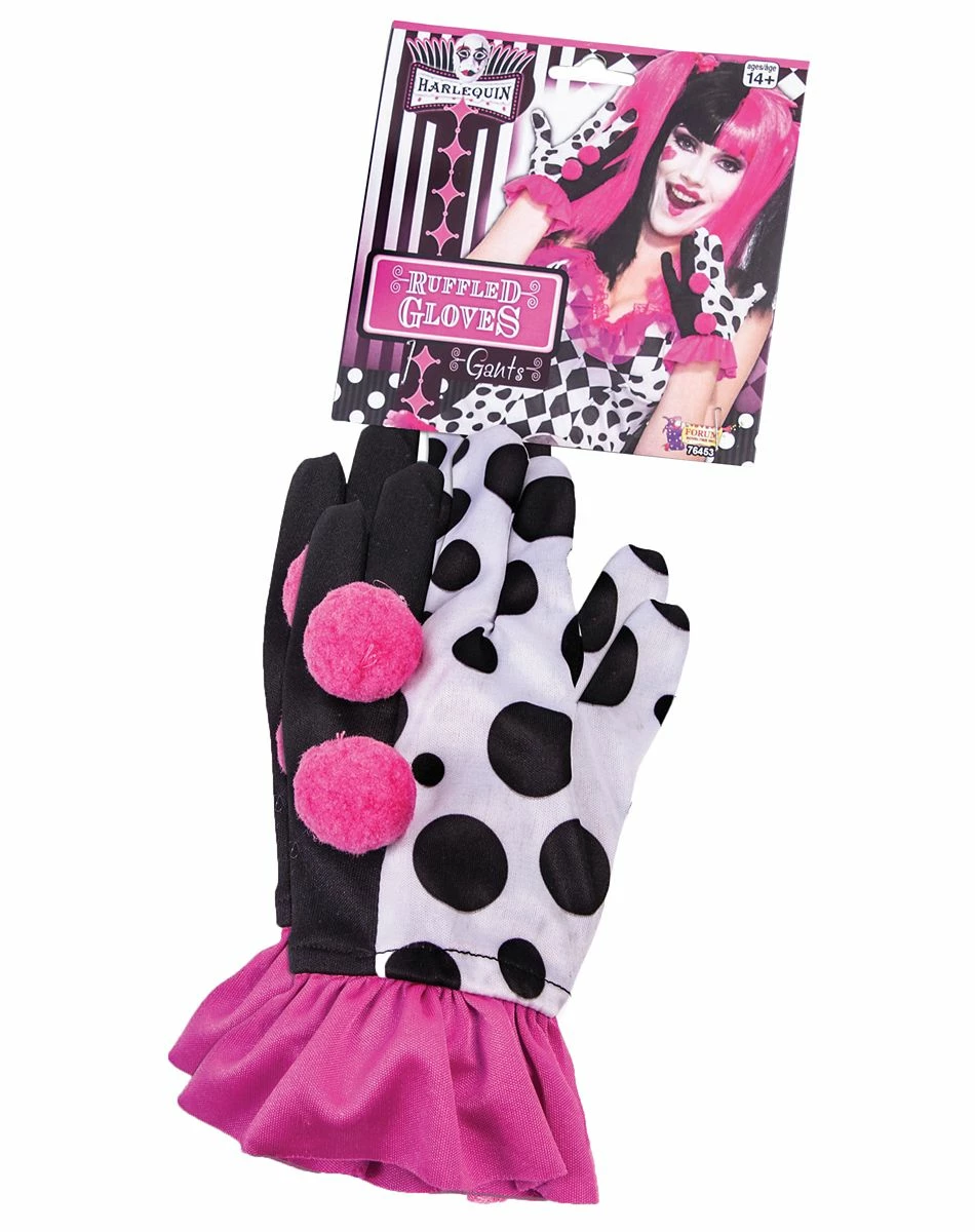 Spirit Halloween Harlequin Clown Ruffle Gloves 2 Spirit Halloween Harlequin Clown Ruffle Gloves - Image 2
