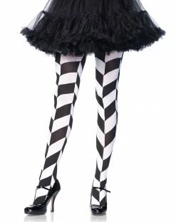 Spirit Halloween Black and White Chevron Tights