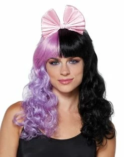 Spirit Halloween Black and Purple Bow Wig