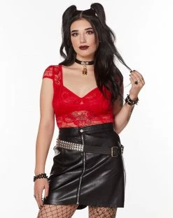 Spirit Halloween Lace Trim Plus Size Bodysuit -Halloween ACCESSORIES store 07603053 a