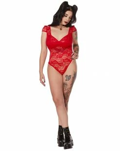 Spirit Halloween Lace Trim Plus Size Bodysuit -Halloween ACCESSORIES store 07603053 c